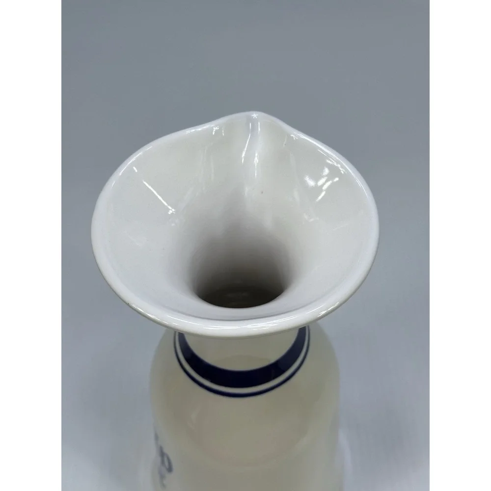 Vintage Cheap Wine Ceramic Carafe White Blue Decanter Utensil Holder